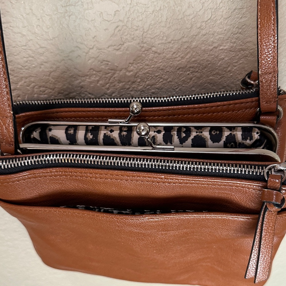 Nine West Cognac Pebbled Leather Crossbody
